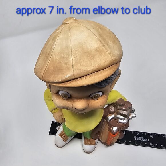 Atlantic Mold Golfer Caddy Figurine 10 in Tall Hand Painted Vintage 1970s - Picture 8 of 9